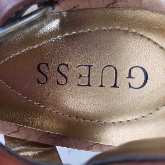 GUESS Women’s Cork Wedge Heel Sandals, Size 10(US) - Picture 4 of 7